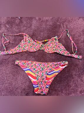 Maaji Multicolor Wave & Floral Bikini- Reversable